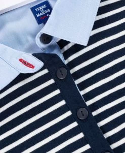 Polo Manches 3/4 Effet 2 En 1 Femme -Style Famille Boutique prod 7668 polo m3 4 fond indigo raye blanc anita 666x812 fc7ea0111e0b