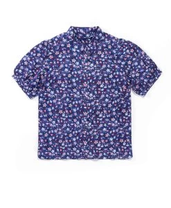 Chemise Manches Courtes Imprimé Avec Fils Métalisés Femme