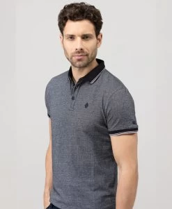 Polo Noir Micro Jacquard Homme