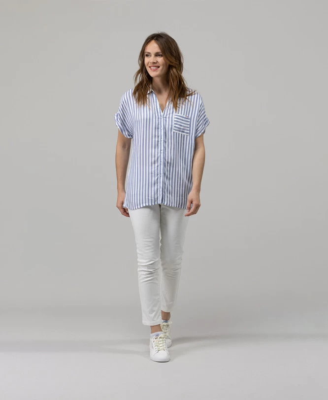 Chemise Rayée Manches Courtes Femme 5 Chemise Rayée Manches Courtes Femme – Image 5