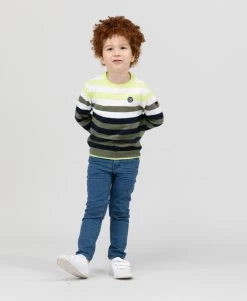 Pull Marin Rayé Vert Garçon