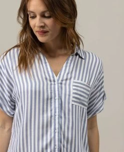 Chemise Rayée Manches Courtes Femme