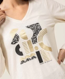 T-shirt Manches Longues Col V Imprimé Doré -Style Famille Boutique prod 8017 tee shirt ml grege tigrine 666x812 fc7ea0111e0b