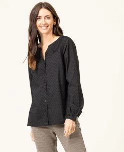 Chemise Noire Plumetis Femme