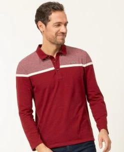 Polo Manches Longues Rouge Grenat Homme