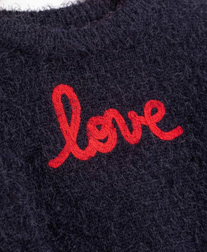 Pull Bleu Marine Maille à Poils Fille 3 Pull Bleu Marine Maille à Poils Fille – Image 3