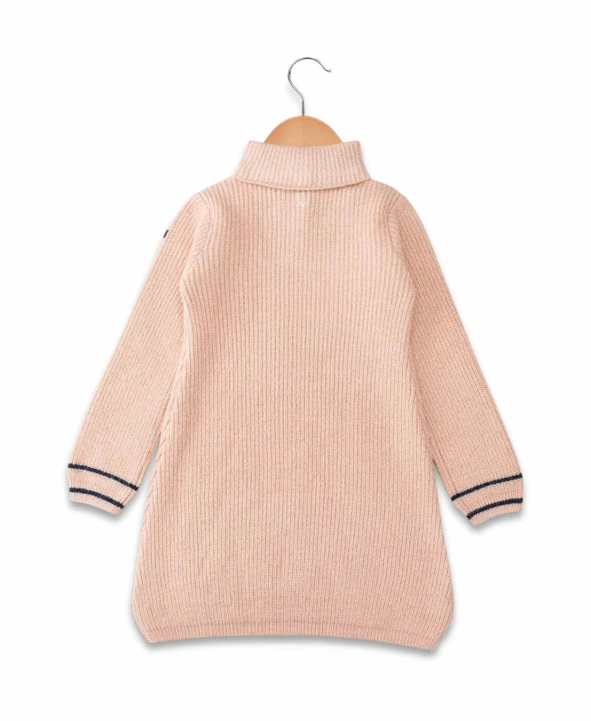 Robe Tricot Rose Manches Longues Fille 2 Robe Tricot Rose Manches Longues Fille – Image 2