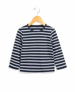 Marinière Garçon éco-conçue Fond Bleu Marine Rayé Blanc