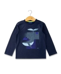 T-shirt Imprimé Bleu Marine Manches Longues Garçon