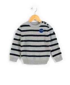 Pull Rayé Garçon Gris/bleu Marine