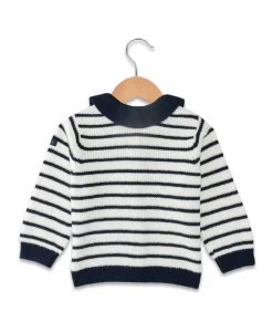 Gilet Rayé Col Claudine Bébé Fille -Style Famille Boutique prod 8404 cardigan tricot fond naturel raye indigo gemy 666x812 fc7ea0111e0b