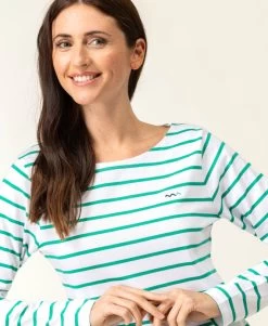 Marinière Manches Longues Femme Fond Blanc Rayé Vert -Style Famille Boutique prod 8537 mariniere ml fond naturel raye vert pacage 666x812 fc7ea0111e0b