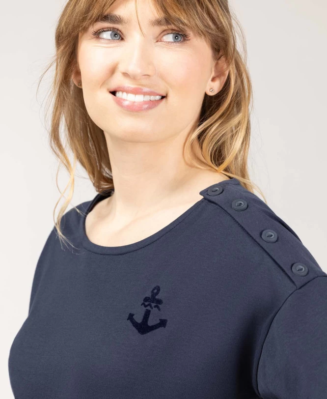 T-shirt Femme Manches Longues Bleu Marine 2 T-shirt Femme Manches Longues Bleu Marine – Image 2