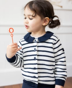 Gilet Rayé Col Claudine Bébé Fille