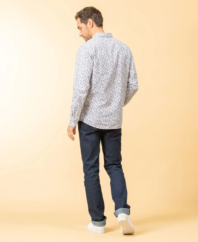 Chemise Blanche Homme Imprimé Gris 5 Chemise Blanche Homme Imprimé Gris – Image 5