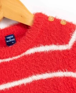 Pull Rayé Rouge Fille Boutons épaule -Style Famille Boutique prod 9106 pull rouge fraise karina 666x812 fc7ea0111e0b