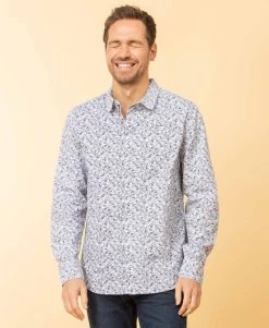 Chemise Blanche Homme Imprimé Gris