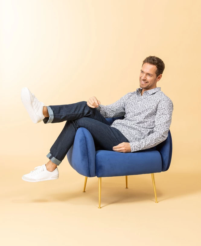 Chemise Blanche Homme Imprimé Gris 4 Chemise Blanche Homme Imprimé Gris – Image 4