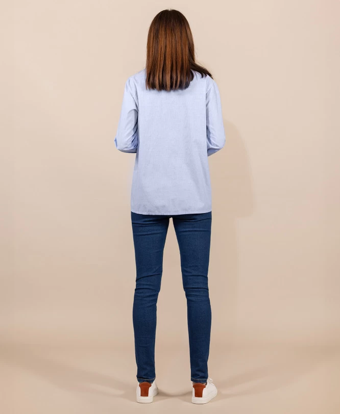 Chemise Femme Manches Longues Bleu Ciel 2 Chemise Femme Manches Longues Bleu Ciel – Image 2