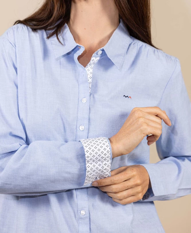 Chemise Femme Manches Longues Bleu Ciel 3 Chemise Femme Manches Longues Bleu Ciel – Image 3