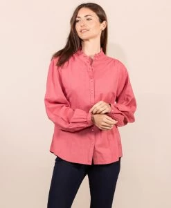 Chemise Rose Col Montant Femme