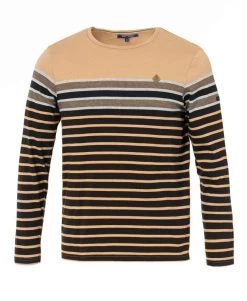 MARINIERE ML FOND NOIR RAYE SABLE GALBORD