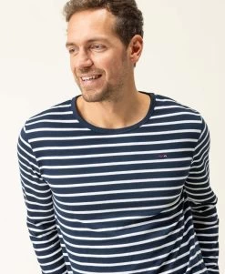 Marinière Homme Manches Longues Fond Bleu Marine Rayé Blanc -Style Famille Boutique prod 9264 mariniere ml fond indigo raye blanc ecohol 666x812 fc7ea0111e0b