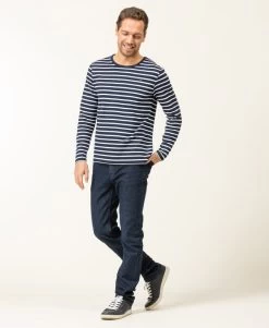 Marinière Homme Manches Longues Fond Bleu Marine Rayé Blanc -Style Famille Boutique prod 9265 mariniere ml fond indigo raye blanc ecohol 666x812 fc7ea0111e0b