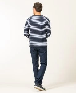 Marinière Homme Manches Longues Fond Bleu Marine Rayé Blanc -Style Famille Boutique prod 9266 mariniere ml fond indigo raye blanc ecohol 666x812 fc7ea0111e0b