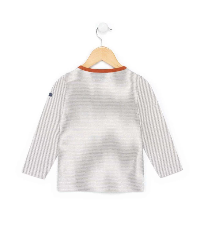 TEE SHIRT ML FOND NATUREL RAYE CHOCOLAT CARIDOS 2 TEE SHIRT ML FOND NATUREL RAYE CHOCOLAT CARIDOS – Image 2