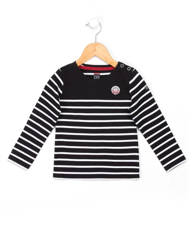 Marinière Authentique Fille Fond Marine Rayé Blanc 1 Marinière Authentique Fille Fond Marine Rayé Blanc