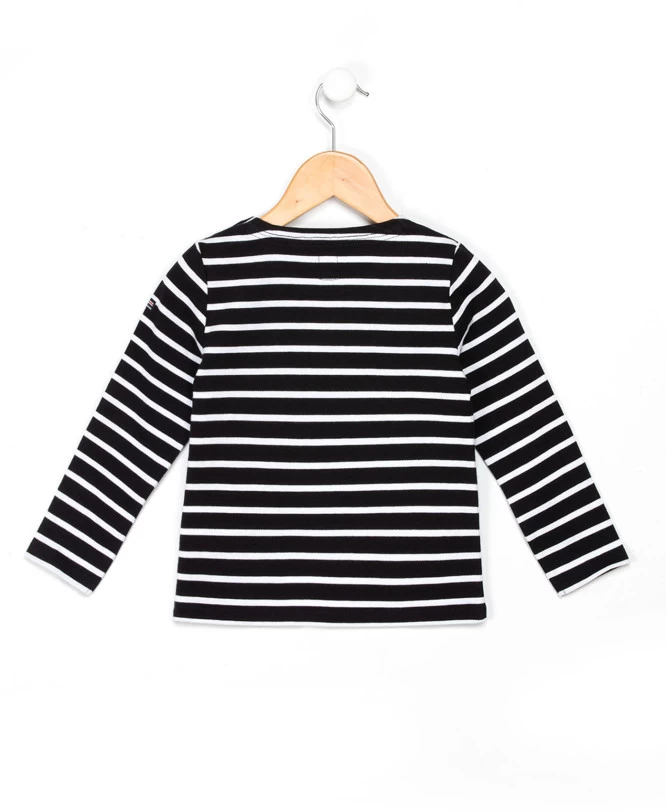 Marinière Authentique Fille Fond Marine Rayé Blanc 3 Marinière Authentique Fille Fond Marine Rayé Blanc – Image 3