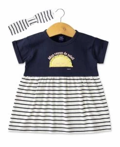 Ensemble Bébé Fille Tunique Marinière + Legging Rose