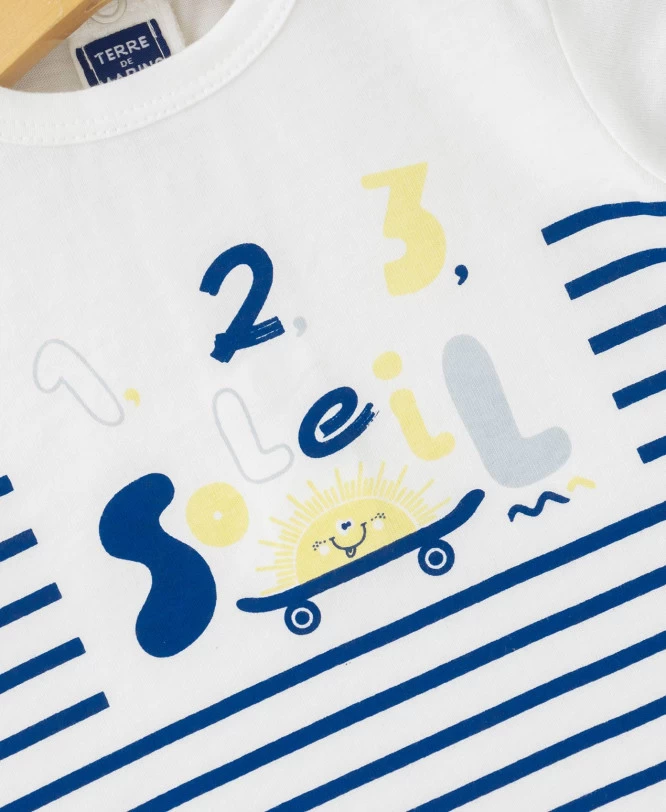 Ensemble Bébé Garçon Short Bleu Marine +t-shirt Rayé 3 Ensemble Bébé Garçon Short Bleu Marine +t-shirt Rayé – Image 3