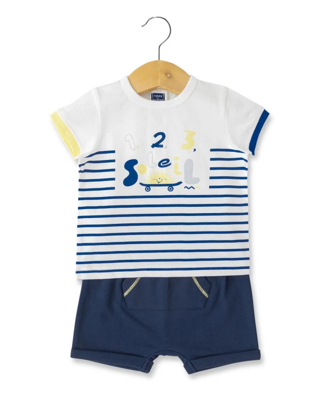 Ensemble Bébé Garçon Short Bleu Marine +t-shirt Rayé 1 Ensemble Bébé Garçon Short Bleu Marine +t-shirt Rayé